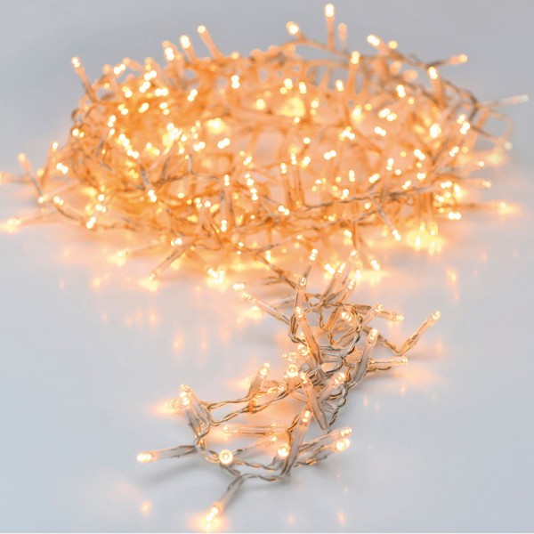Guirnalda con función fija, uso exterior, blanco cálido, cable transparente, 180 leds, 13,50 m