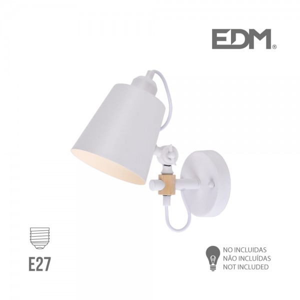 Aplique de pared metalico e27 60 w color blanco 25 x 27 cm